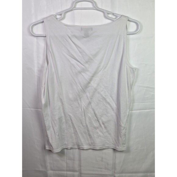 Chaps Women's XXL White Sheer Panel Tank Top 100% Cotton - Picture 4 of 7